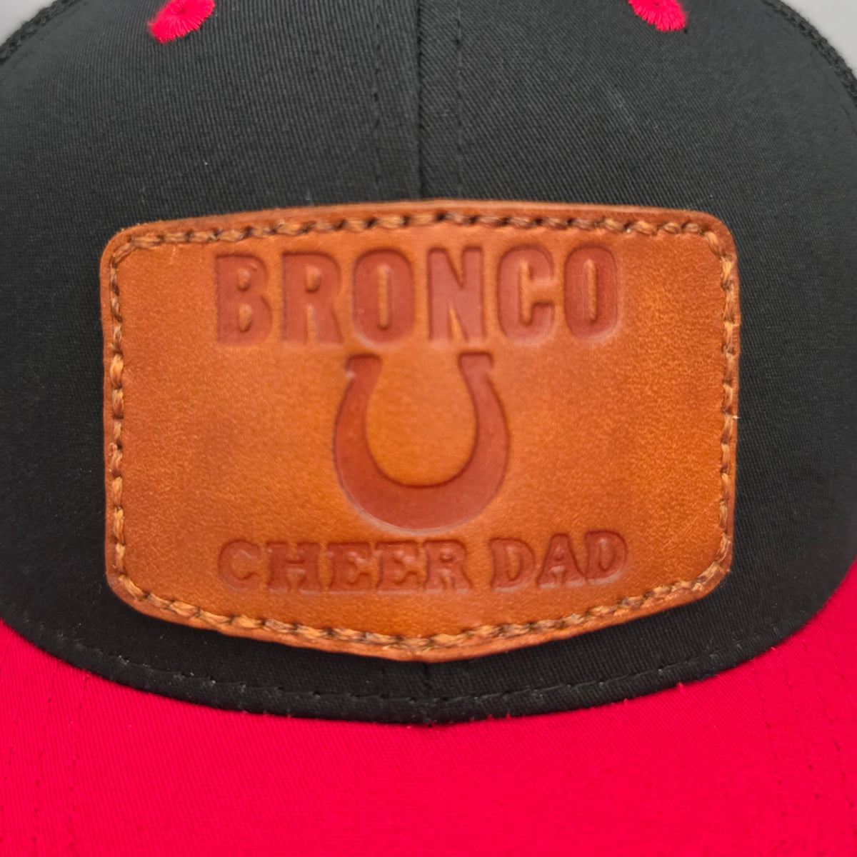 Bronco Cheer Dad Leather Patch Hat